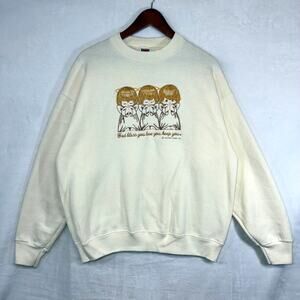 Vintage 80s Fruit Of The Loom Hallmark L Praying Angels Cream Sweatshirt Grandma